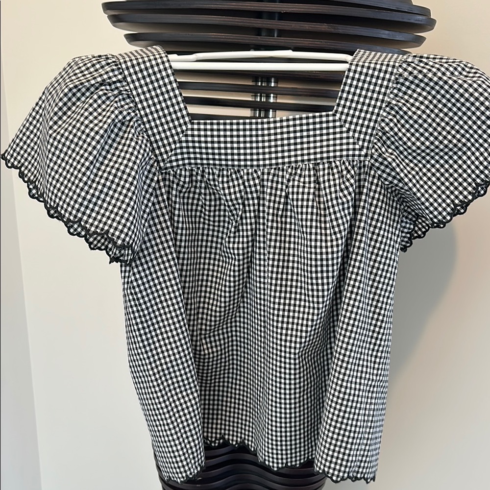 Black and White Gingham Women's Top